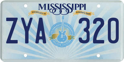 MS license plate ZYA320