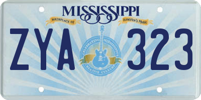 MS license plate ZYA323