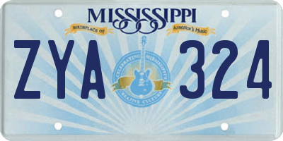 MS license plate ZYA324