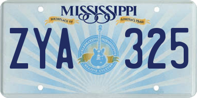 MS license plate ZYA325