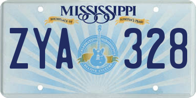 MS license plate ZYA328