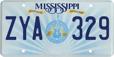 MS license plate ZYA329