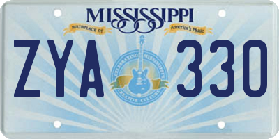MS license plate ZYA330