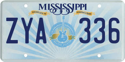 MS license plate ZYA336