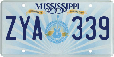 MS license plate ZYA339