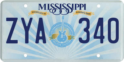 MS license plate ZYA340