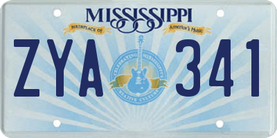 MS license plate ZYA341