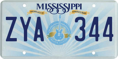 MS license plate ZYA344