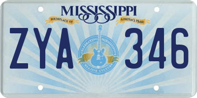 MS license plate ZYA346