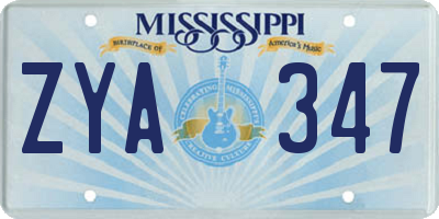 MS license plate ZYA347