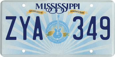 MS license plate ZYA349