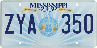 MS license plate ZYA350