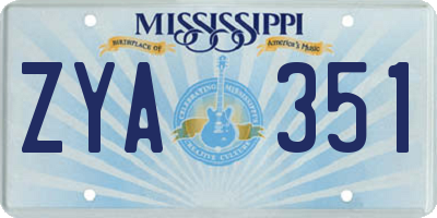 MS license plate ZYA351