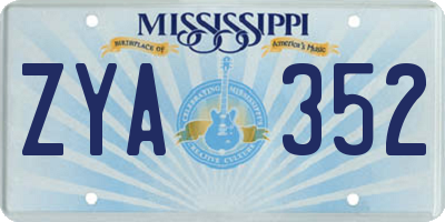 MS license plate ZYA352
