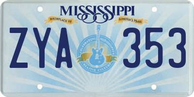 MS license plate ZYA353