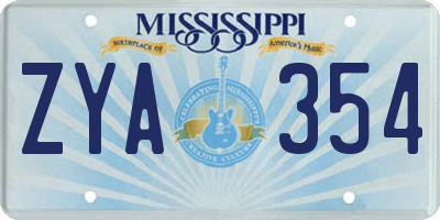 MS license plate ZYA354