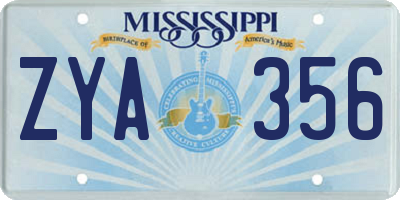 MS license plate ZYA356