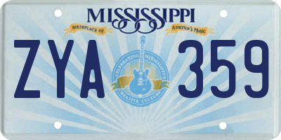 MS license plate ZYA359