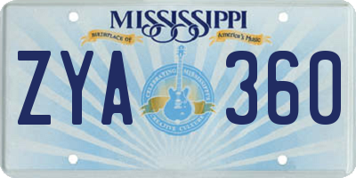 MS license plate ZYA360