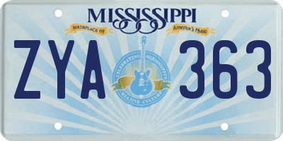 MS license plate ZYA363