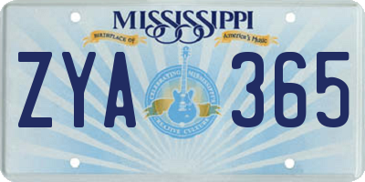 MS license plate ZYA365