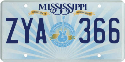 MS license plate ZYA366