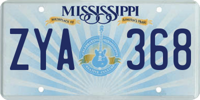 MS license plate ZYA368
