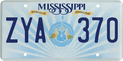 MS license plate ZYA370