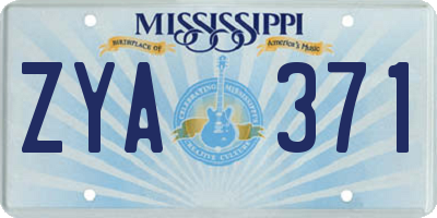 MS license plate ZYA371