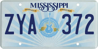 MS license plate ZYA372