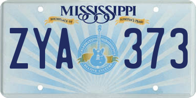 MS license plate ZYA373