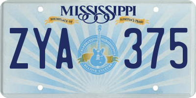 MS license plate ZYA375
