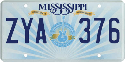 MS license plate ZYA376