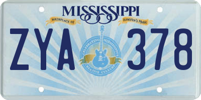 MS license plate ZYA378