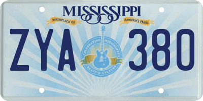 MS license plate ZYA380