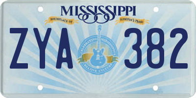 MS license plate ZYA382
