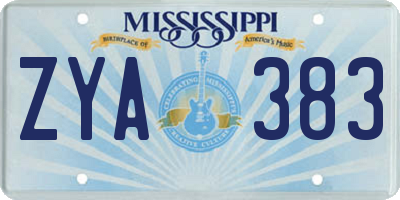 MS license plate ZYA383
