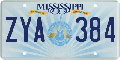 MS license plate ZYA384
