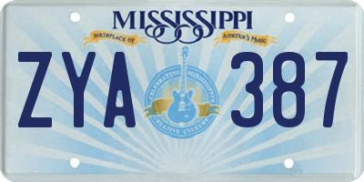 MS license plate ZYA387