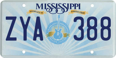 MS license plate ZYA388