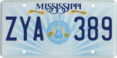 MS license plate ZYA389