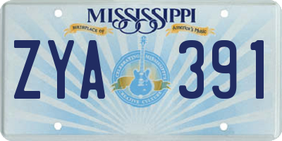 MS license plate ZYA391