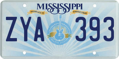 MS license plate ZYA393
