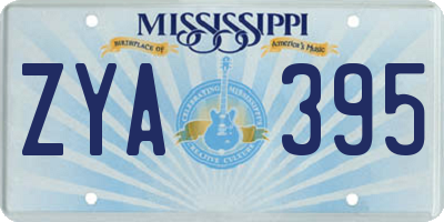 MS license plate ZYA395