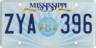 MS license plate ZYA396