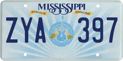MS license plate ZYA397