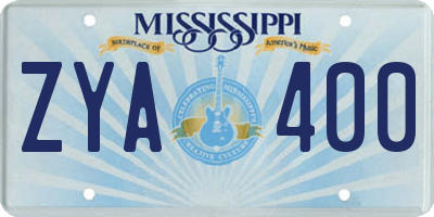 MS license plate ZYA400