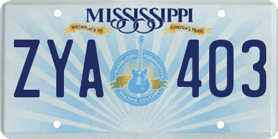 MS license plate ZYA403