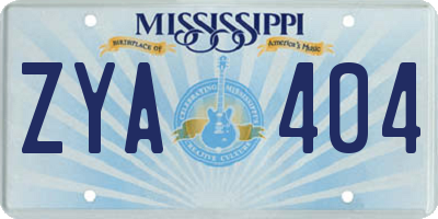 MS license plate ZYA404