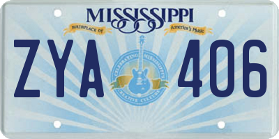 MS license plate ZYA406